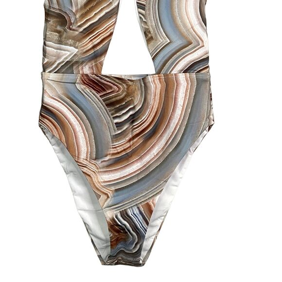 NWT Helen Owen Byblos Cutout Halter Cheeky High Cut One Piece Swim M Sandstone - Picture 10 of 15